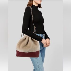 Tory Burch Caroline Shearling Hobo tote bag NEW IN BOX discontinued